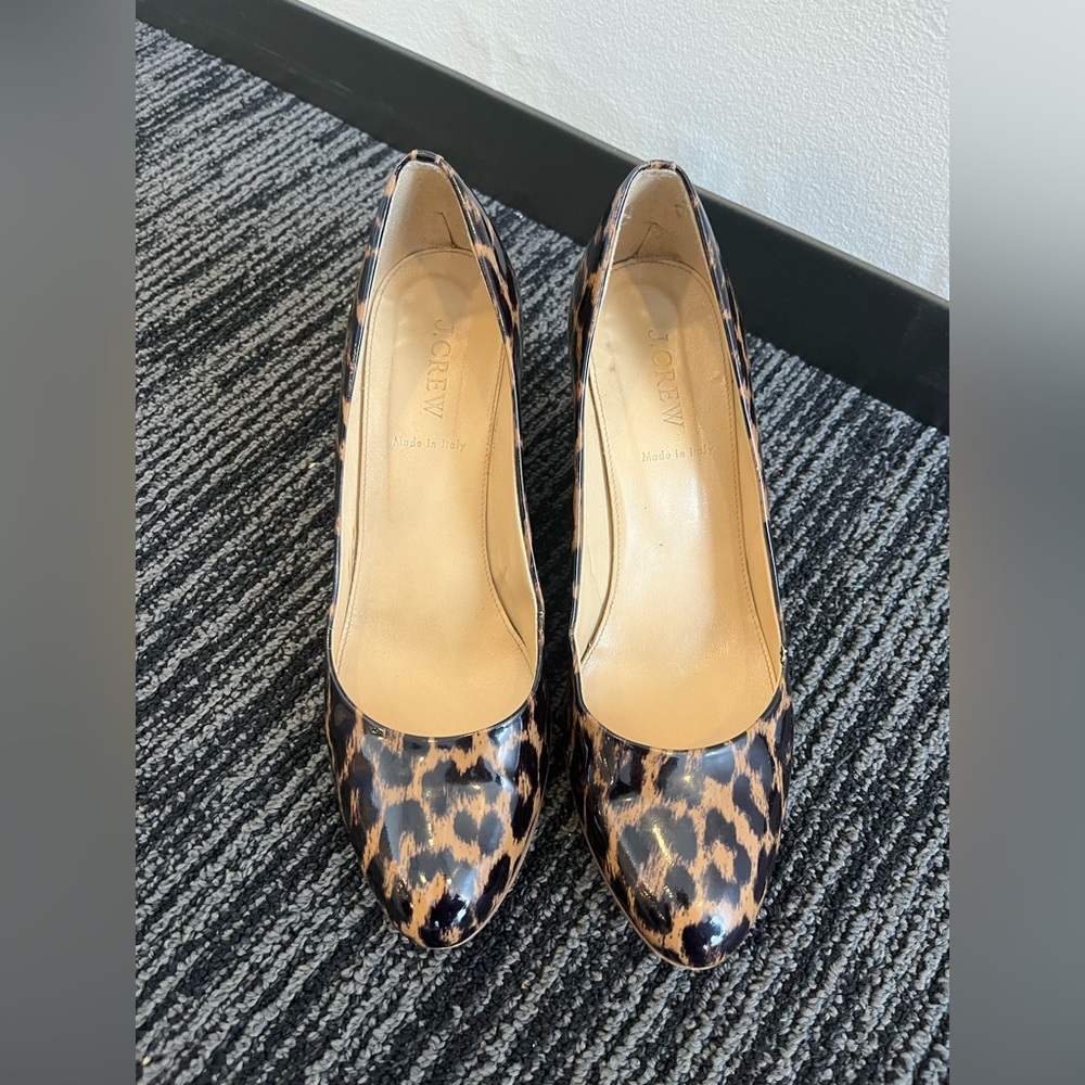 J Crew leopard print wedges